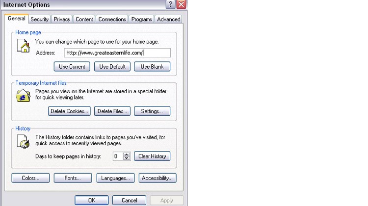 Internet Options Security – Great Eastern Life