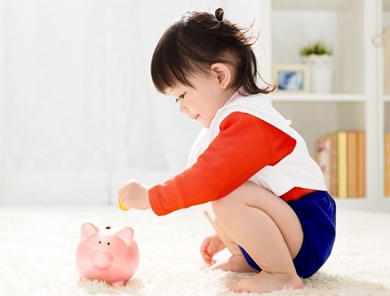 Happy baby with savings
