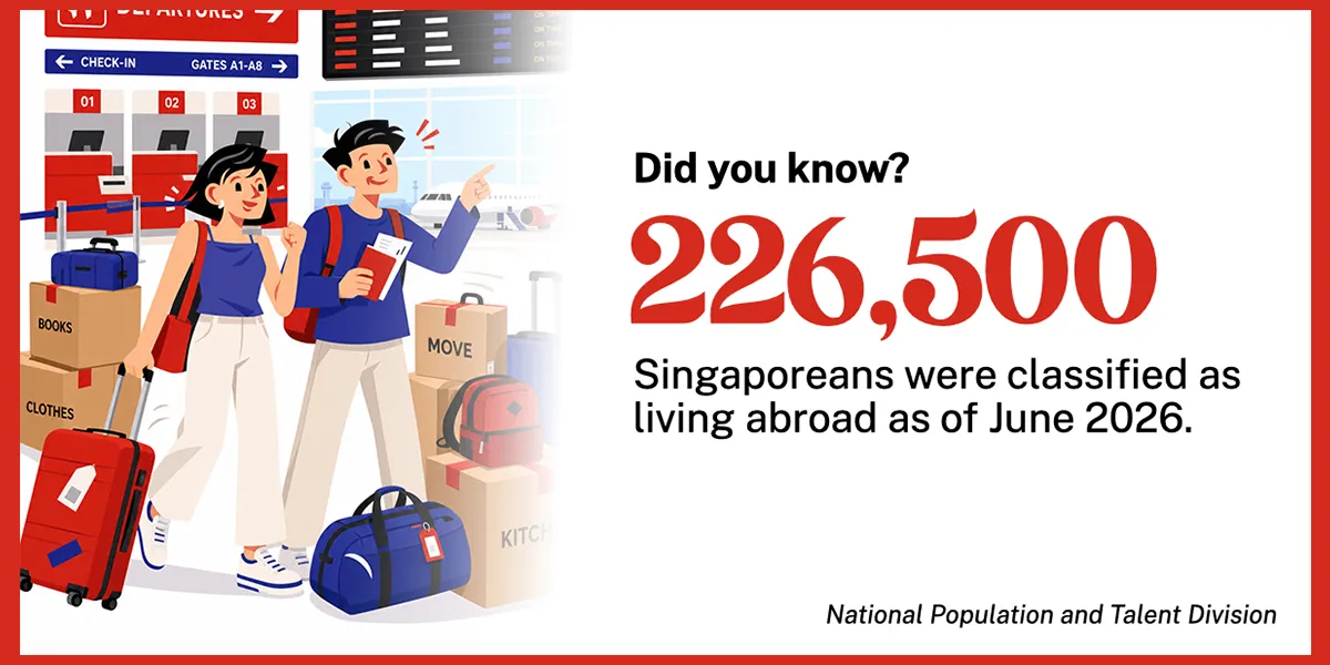 How many Singaporeans lived overseas as of June 2026, according to the National Population and Talent Division 