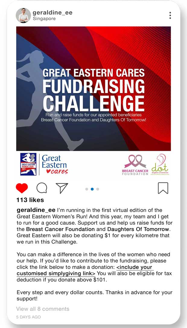 Great Eastern Cares Fundraising Instagram