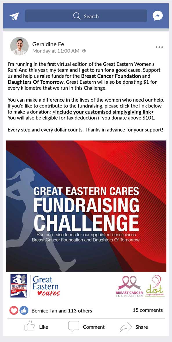 Great Eastern Cares Fundraising Facebook